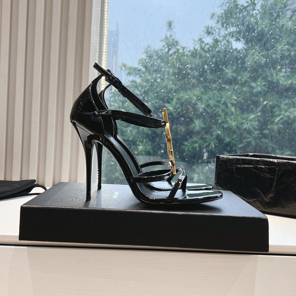 Saint Laurent Cassandra Sandals Patent Leather Black 6301091TVKK1000 - Image 4