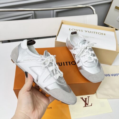 Alternative view of Louis Vuitton LV Grained Leather Sneakerina Silver 1Ahojd