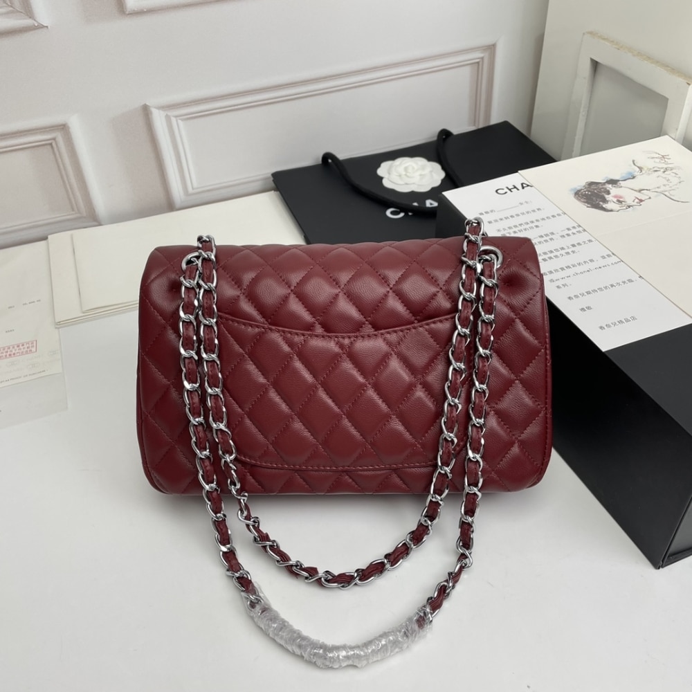 Chanel Classic Medium Smooth Leather Flap Bags Plum Red 25cm - Image 3