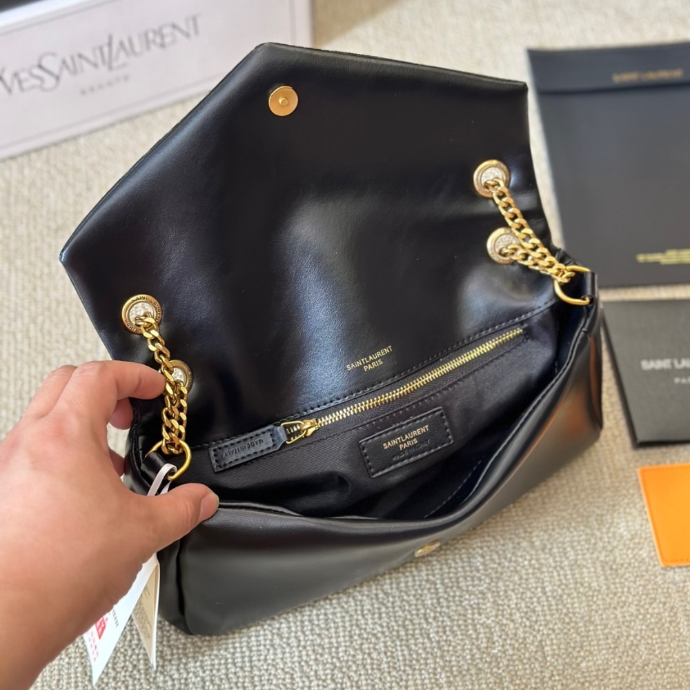 Saint Laurent Calypso Small Plunged Leather Shoulder Bag Black 27Cm 734153AACQO1000 - Image 6