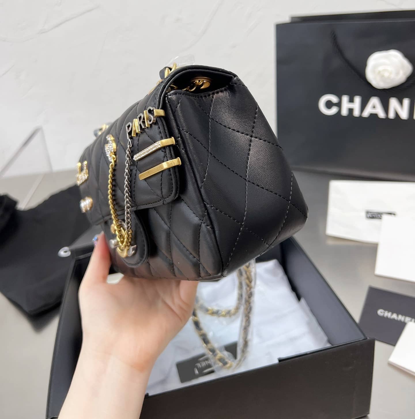 Chanel Coco Clips Mini Smooth Leather Flap Bags Black 20cm - Image 6