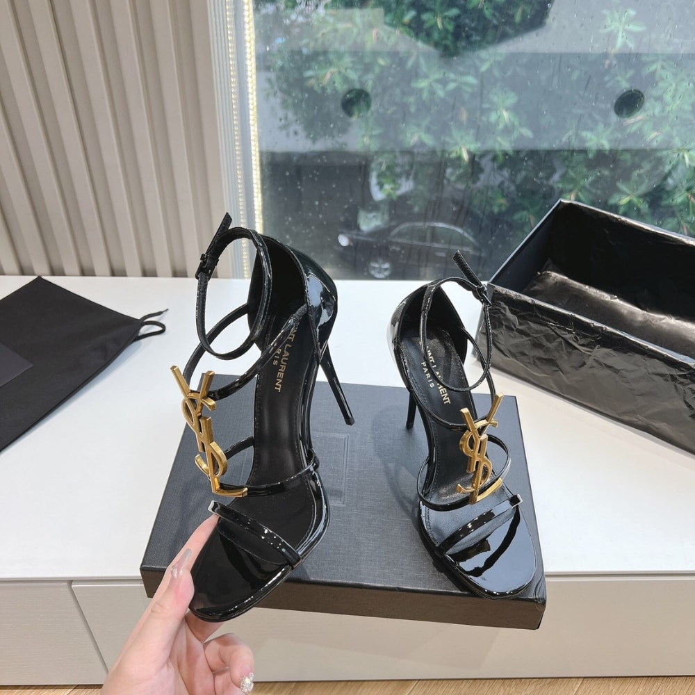 Saint Laurent Cassandra Sandals Patent Leather Black 6301091TVKK1000 - Image 5