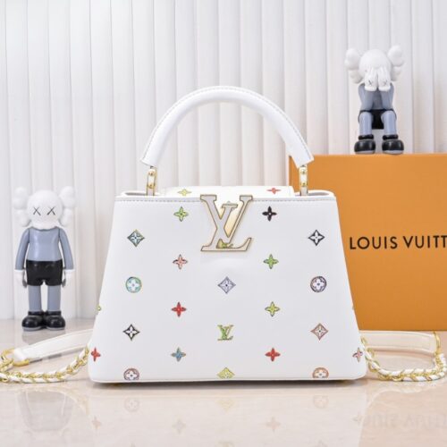 Alternative view of Louis Vuitton X Takashi Murakami Capucines BB Monogram Multicolore Top Handle Bags White 27cm M14165