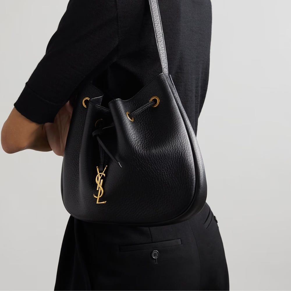 Saint Laurent Paris VII Small Grained Leather Hobo Bag Black 26Cm 796626Aaduu1000 - Image 6
