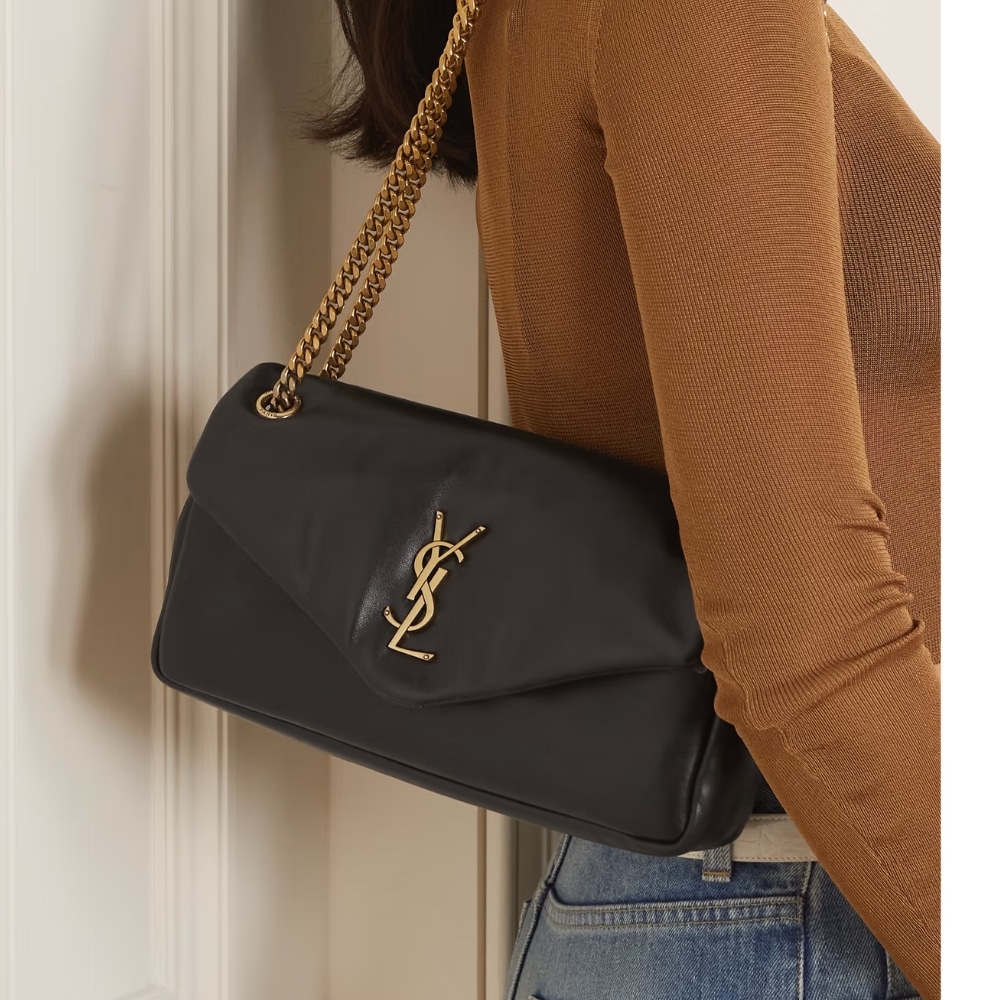 Saint Laurent Calypso Small Plunged Leather Shoulder Bag Black 27Cm 734153AACQO1000 - Image 7