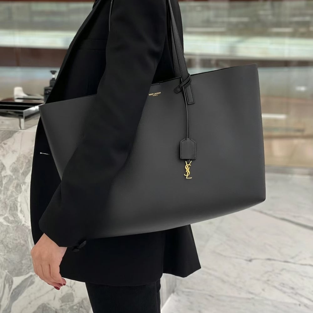 Saint Laurent Shopping Saint Laurent Medium Leather Tote Bag Black 33Cm 600281Csv0J1000 - Image 7