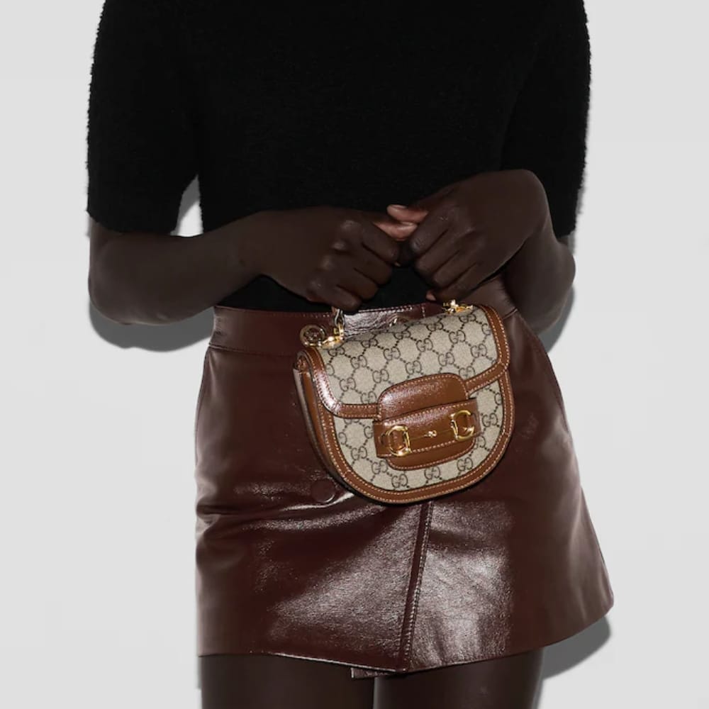 Gucci Horsebit 1955 Mini GG Supreme Canvas Top Handle Bag Beige And Brown 15Cm 781387 92Tcg 8563 - Image 6