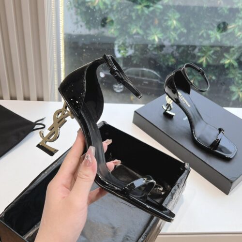 Alternative view of Saint Laurent Opyum Sandals Patent Leather Black 5576620NPKK1000