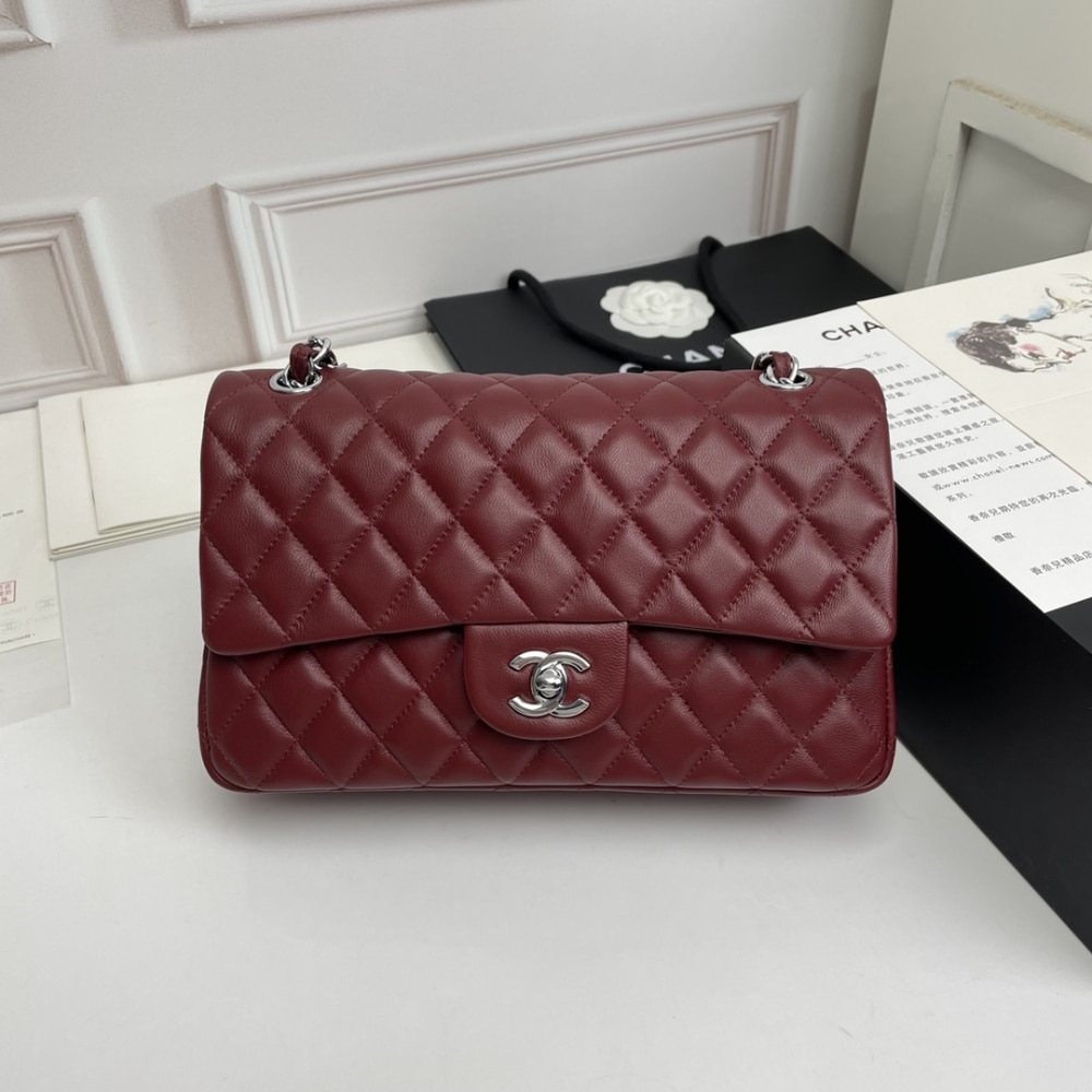 Chanel Classic Medium Smooth Leather Flap Bags Plum Red 25cm - Image 2