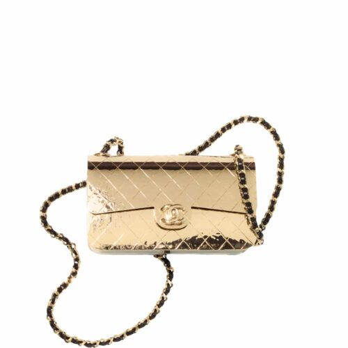 Chanel Classic Mini Metal Flap Bag Gold 18cm