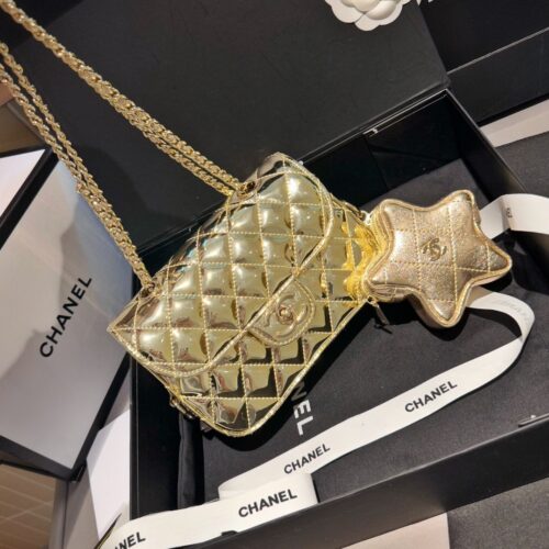 Alternative view of Chanel Star Mini Patent Leather Flap Bag With Coin Purse Yellow Gold 20Cm AS4646 B14873 NT671