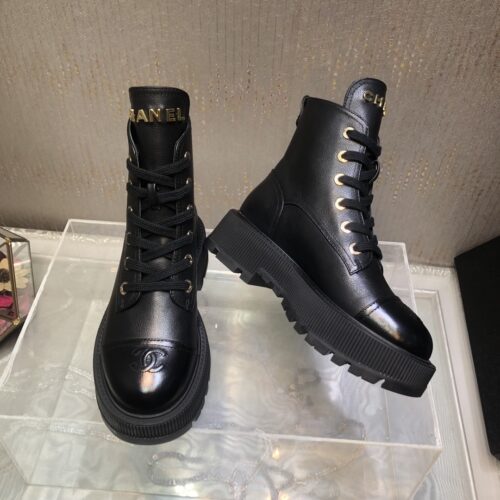 Alternative view of Chanel Lace Up Boots Smooth Leather Black G45124 B14018 94305