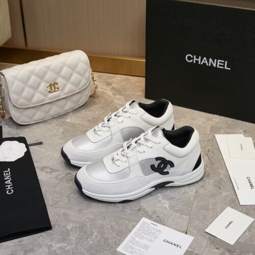 Alternative view of Chanel Suede And Leather Cc Low Top Sneaker White Black