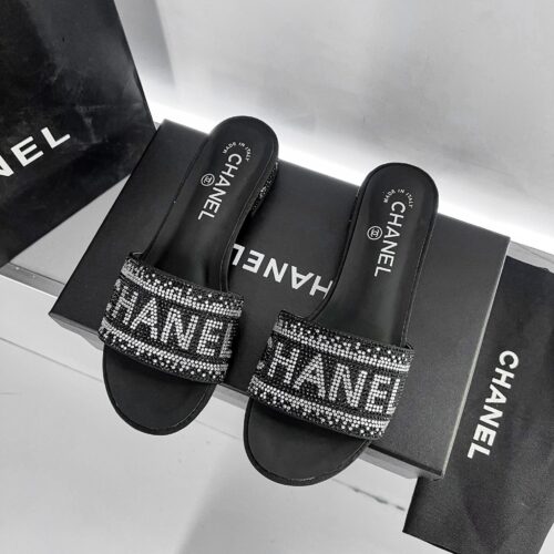 Alternative view of Chanel 24P Beaded Diamond Slippers Black
