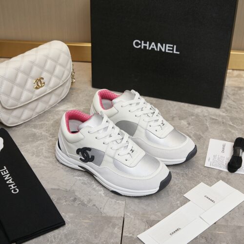 Alternative view of Chanel Suede And Leather Cc Low Top Sneaker White Pink