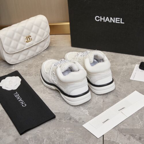 Alternative view of Chanel Velour Sneaker Platform Tweed White