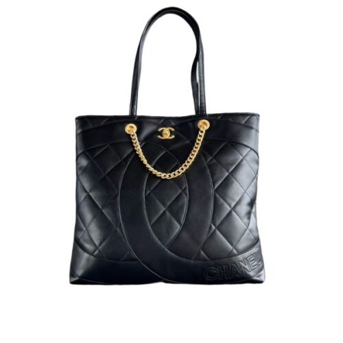 Chanel CC Shopping Smooth Leather Tote Bag Black 37cm