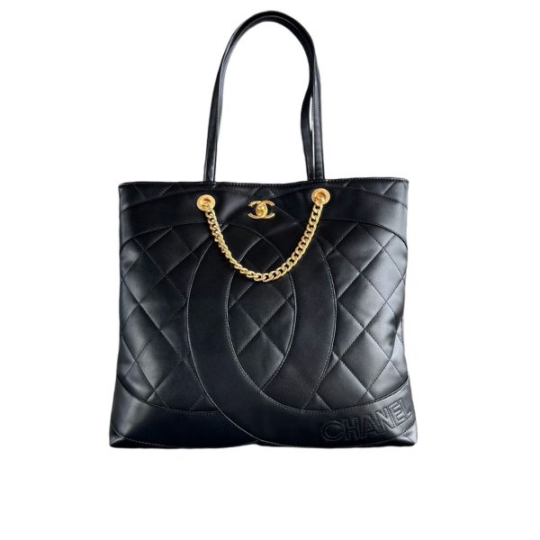 Chanel CC Shopping Smooth Leather Tote Bag Black 37cm