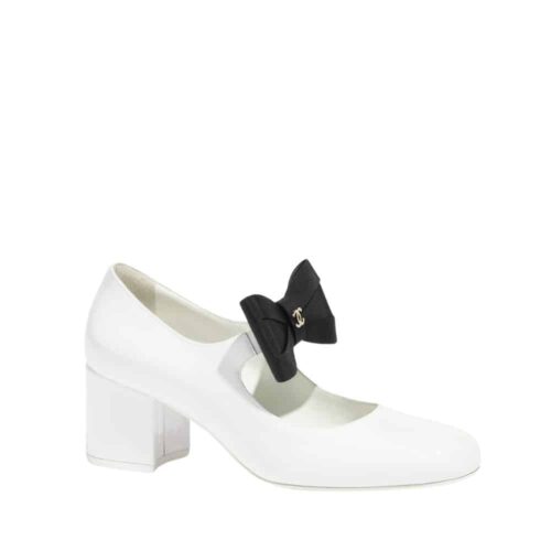 Chanel Mary Janes Patent Leather White G45356 B15113 NT688