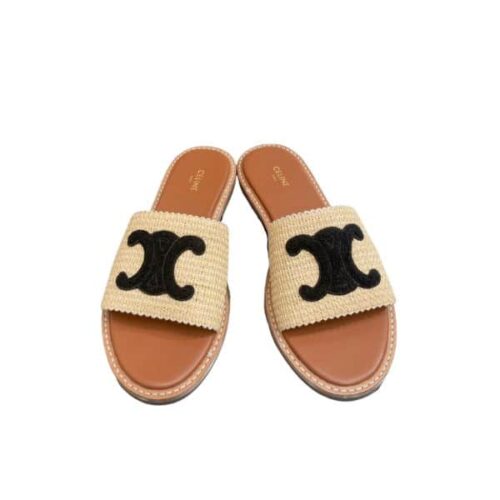 Celine Triomphe Mule Beige Black