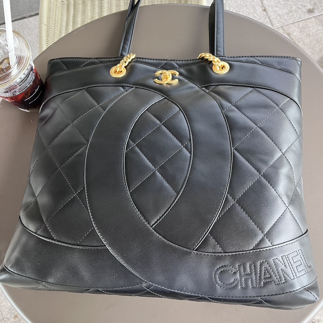 Chanel CC Shopping Smooth Leather Tote Bag Black 37cm - Image 3