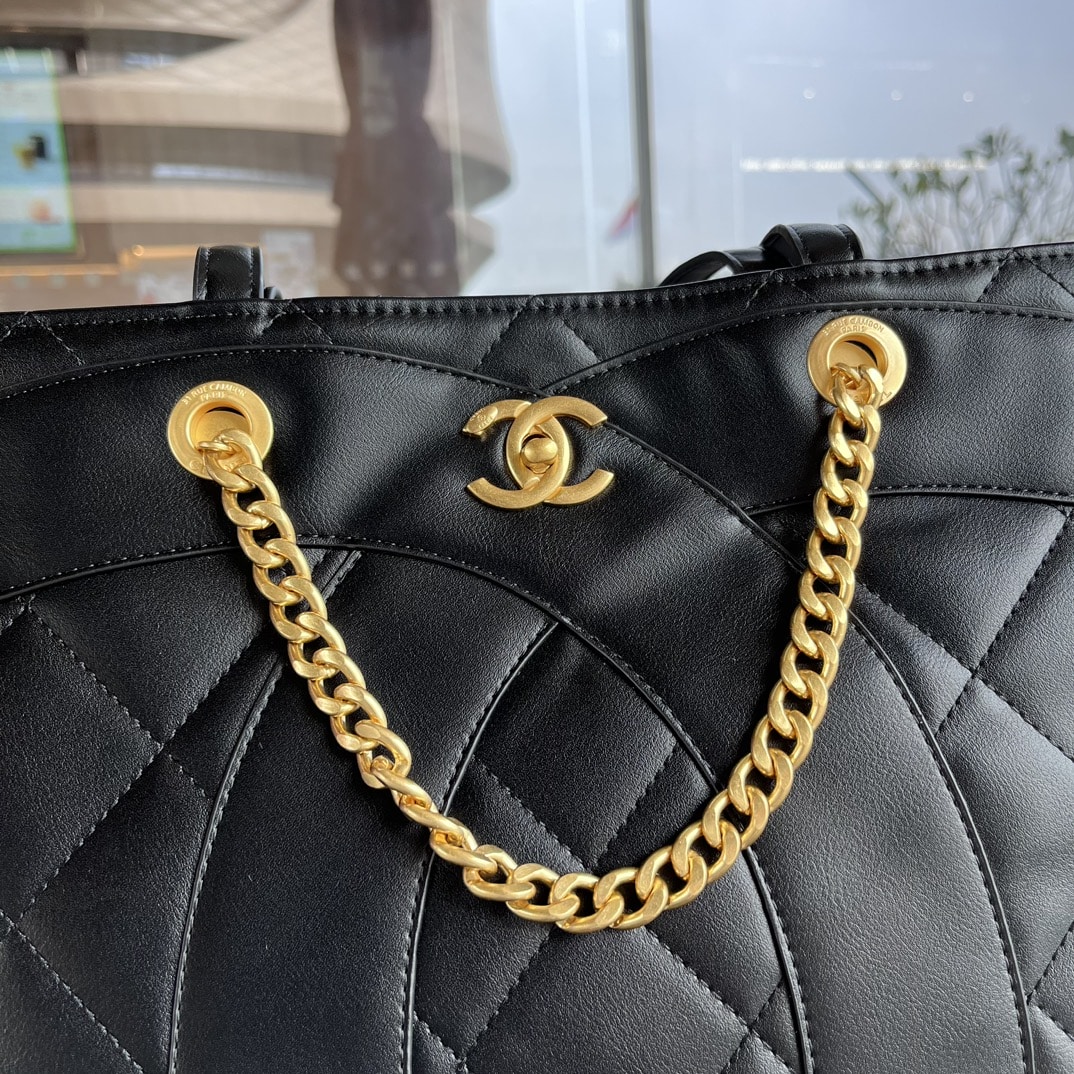 Chanel CC Shopping Smooth Leather Tote Bag Black 37cm - Image 5