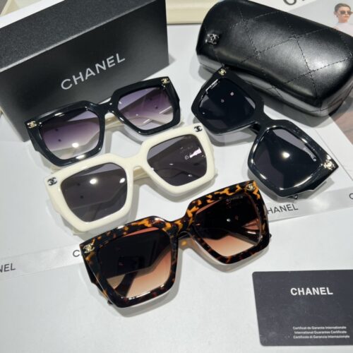Alternative view of Chanel Sunglasses Square Acetate Black White