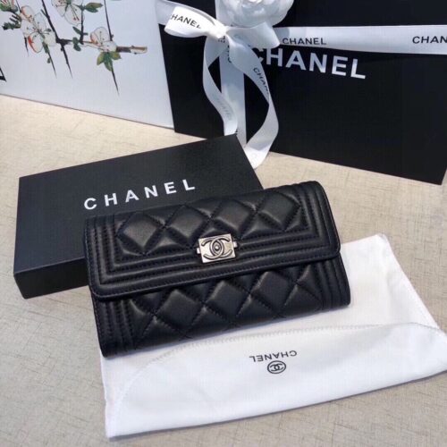 Alternative view of Chanel Boy Flap Long Wallet Ruthentium Hardware Black 19Cm