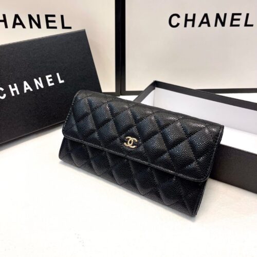 Alternative view of Chanel Long Flap Wallet Caviar Leather Black 19Cm