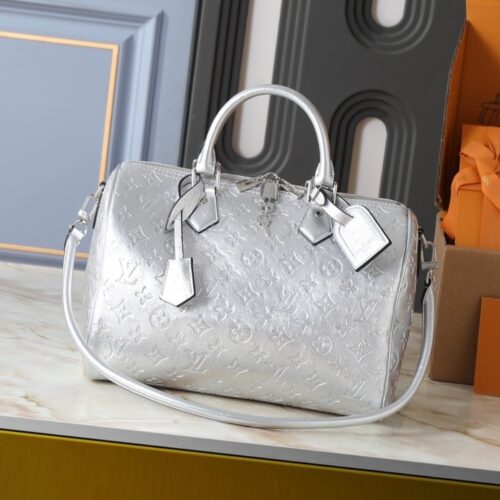 Alternative view of Louis Vuitton Speedy Soft Bandoulière 30 Monogram Metallic Top Handle Bag Silver 30cm N89437