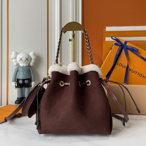 Alternative view of Louis Vuitton Bella Small Suede Leather Bucket Bag Chocolate 22cm M26684