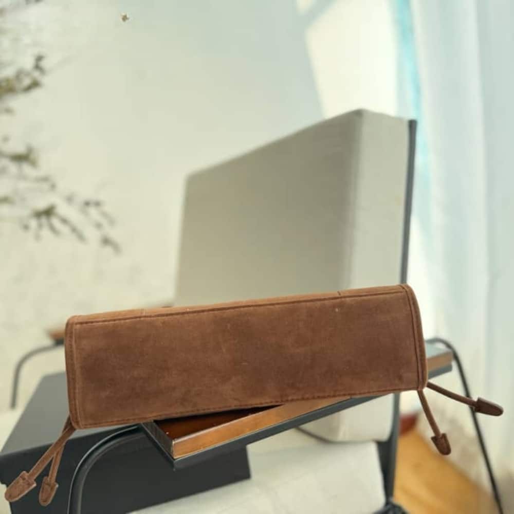 Prada Bonnie Medium Suede Handbag Brown 32Cm 1Ba426 2C4S F0401 V Moo - Image 8