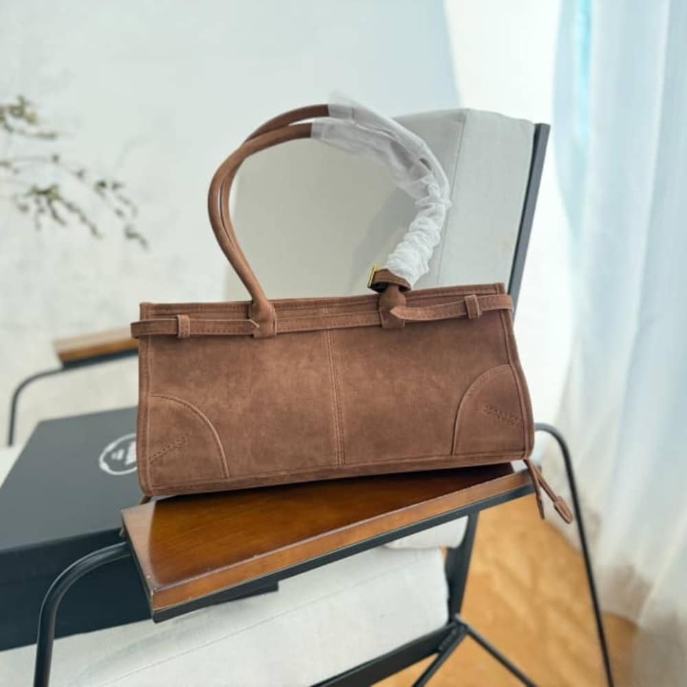 Prada Bonnie Medium Suede Handbag Brown 32Cm 1Ba426 2C4S F0401 V Moo - Image 4
