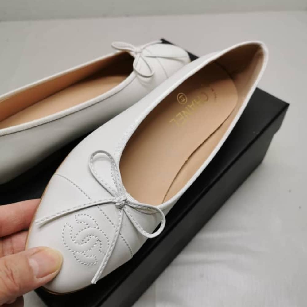 Chanel Ballerina Flat Smooth Leather White - Image 7