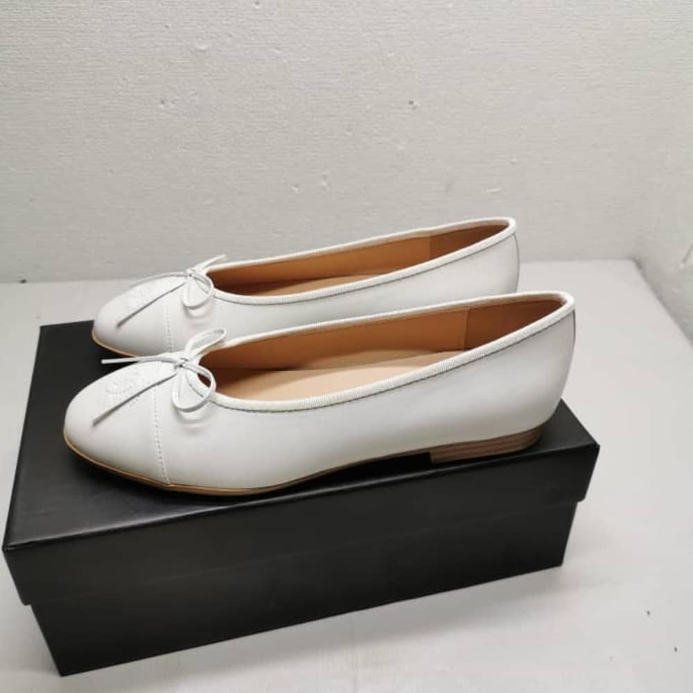 Chanel Ballerina Flat Smooth Leather White - Image 5