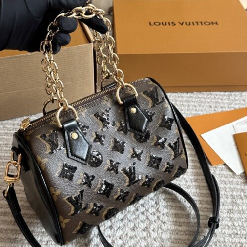 Alternative view of Louis Vuitton Speedy Bandouliere 20 Monogram Sequins Handle Bag Brown 20cm M26314
