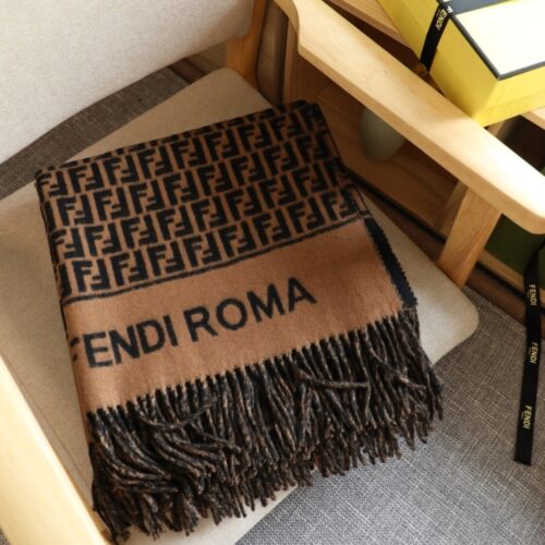 Alternative view of Fendi Poncho FF Motif Wool And Cashmere Brown FXX723AQCWF0QE1