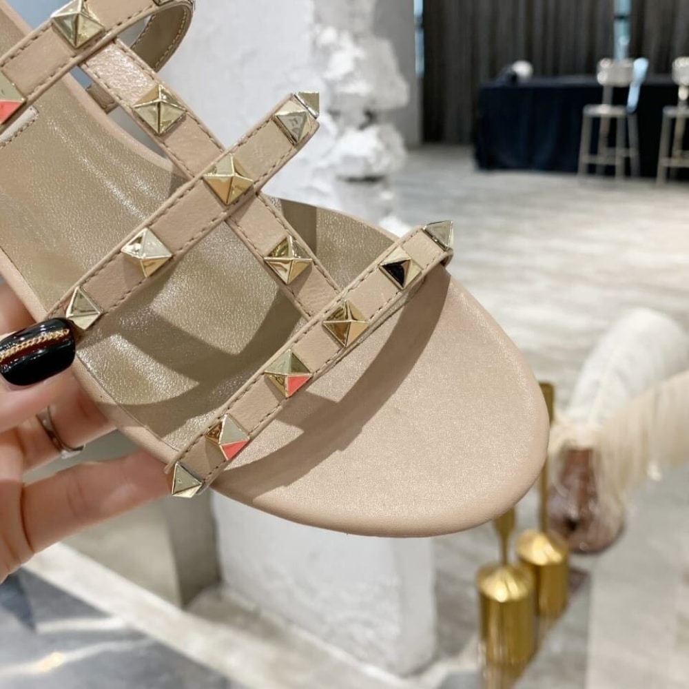 Valentino Garavani Rockstud Flat Slide Sandal 5mm Beige 5W2S0C49VOD P45 - Image 7