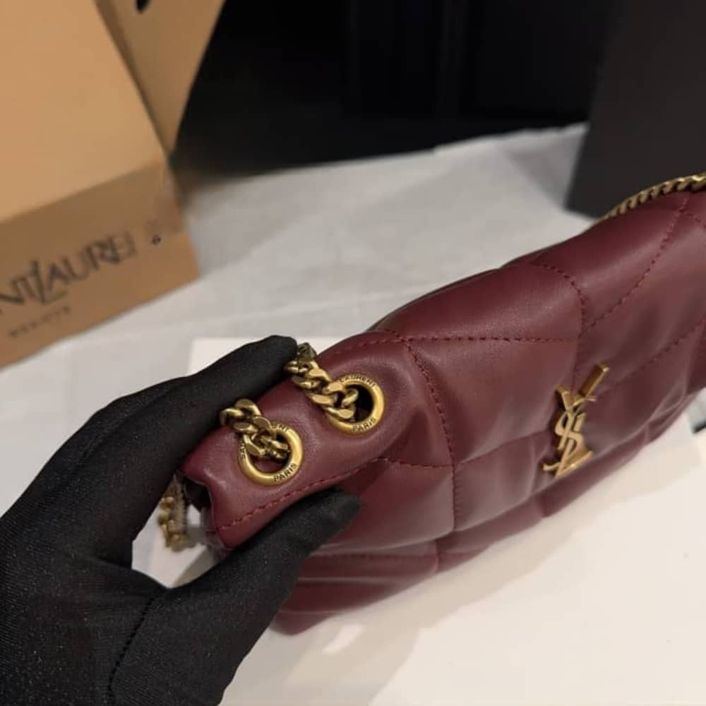 Saint Laurent Puffer Toy In Shiny Leather Shoulder Bag Burgundy 22Cm 7593371EL076197 - Image 6