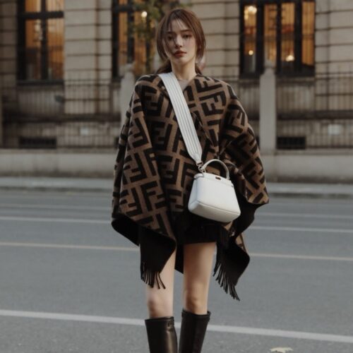 Alternative view of Fendi Poncho FF Motif Wool And Cashmere Multicolor FXX715AEOWF0QT1