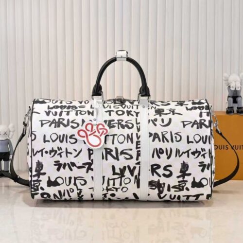 Alternative view of Louis Vuitton Keepall Bandoulière 50 Graffiti Canvas Travel Bags White 50cm N40804