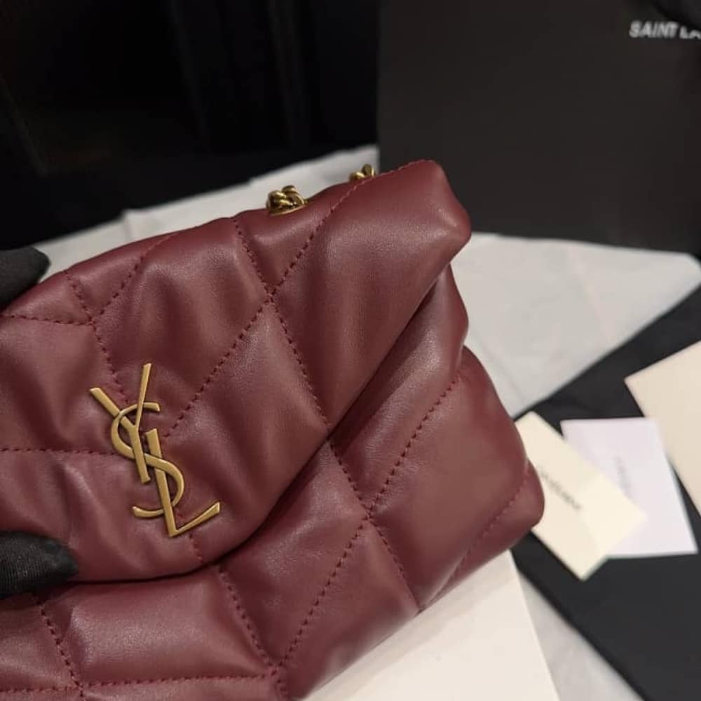 Saint Laurent Puffer Toy In Shiny Leather Shoulder Bag Burgundy 22Cm 7593371EL076197 - Image 4