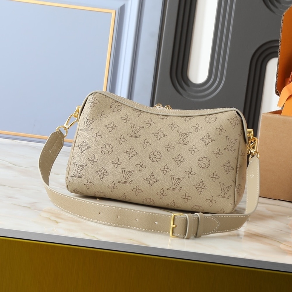 Louis Vuitton Hand It All PM Monogram Mahina Shoulder Bag Dark Beige 29cm M25904 - Image 4