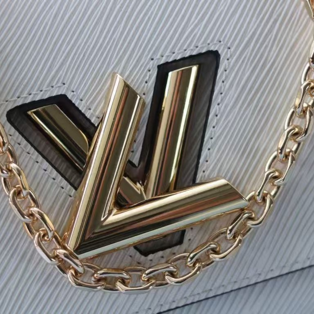 Louis Vuitton Twist MM Leather Crossbody Bag White 23cm M21111 - Image 7