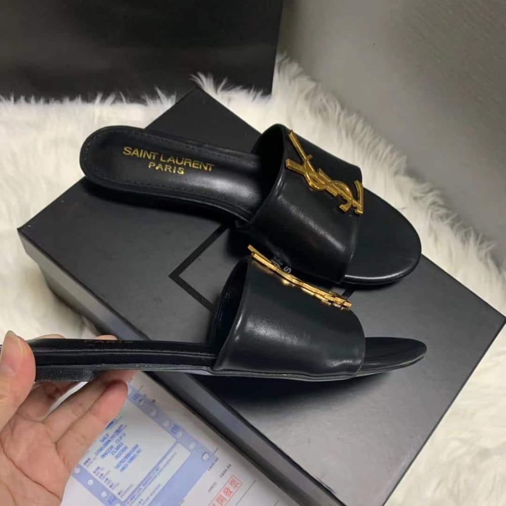 Saint Laurent Tribute Slippers Smooth Leather Black - Image 3