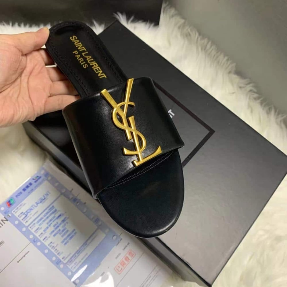 Saint Laurent Tribute Slippers Smooth Leather Black - Image 6