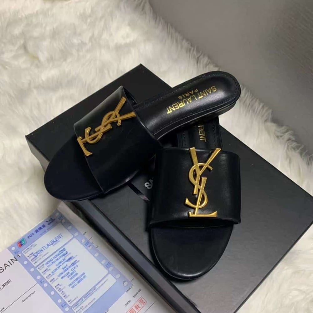 Saint Laurent Tribute Slippers Smooth Leather Black - Image 4