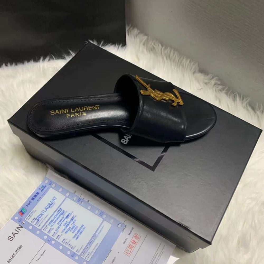 Saint Laurent Tribute Slippers Smooth Leather Black - Image 7