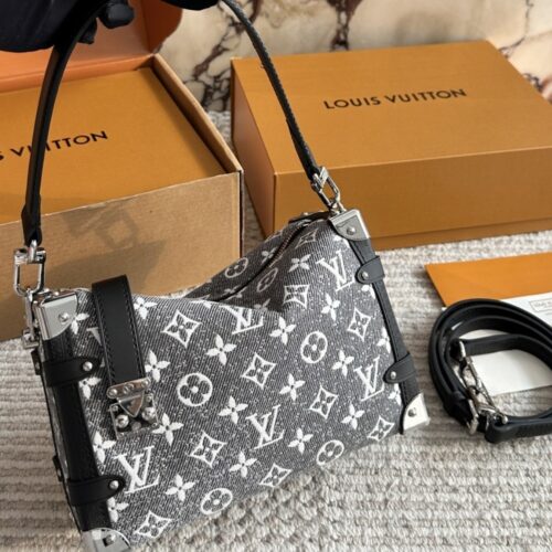 Alternative view of Louis Vuitton Side Trunk MM Monogram Denim Shoulder Bag Grey 23cm M21460