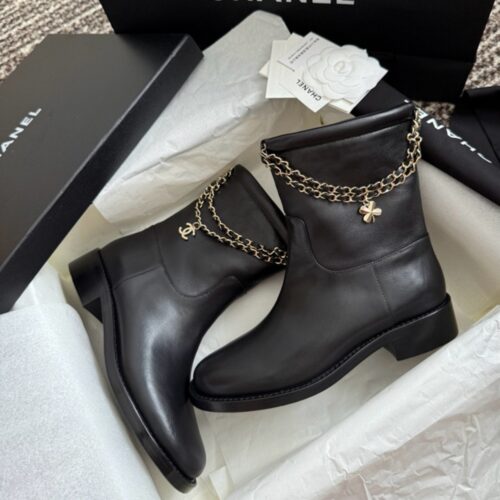 Alternative view of Chanel Ankle Boots Black Leather